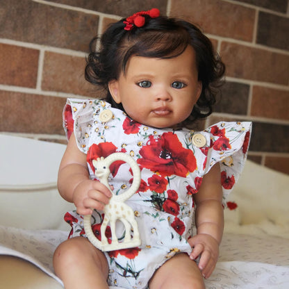 22 inches Open Eyes Short Hair Dark Skin Reborn Doll-Reuben