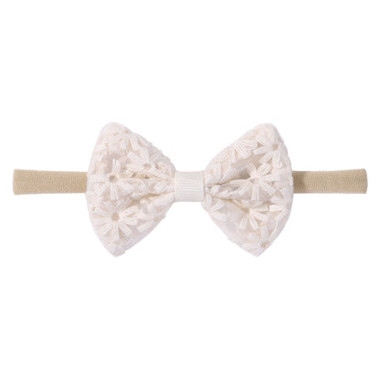 Bow Embroidered Baby Headband