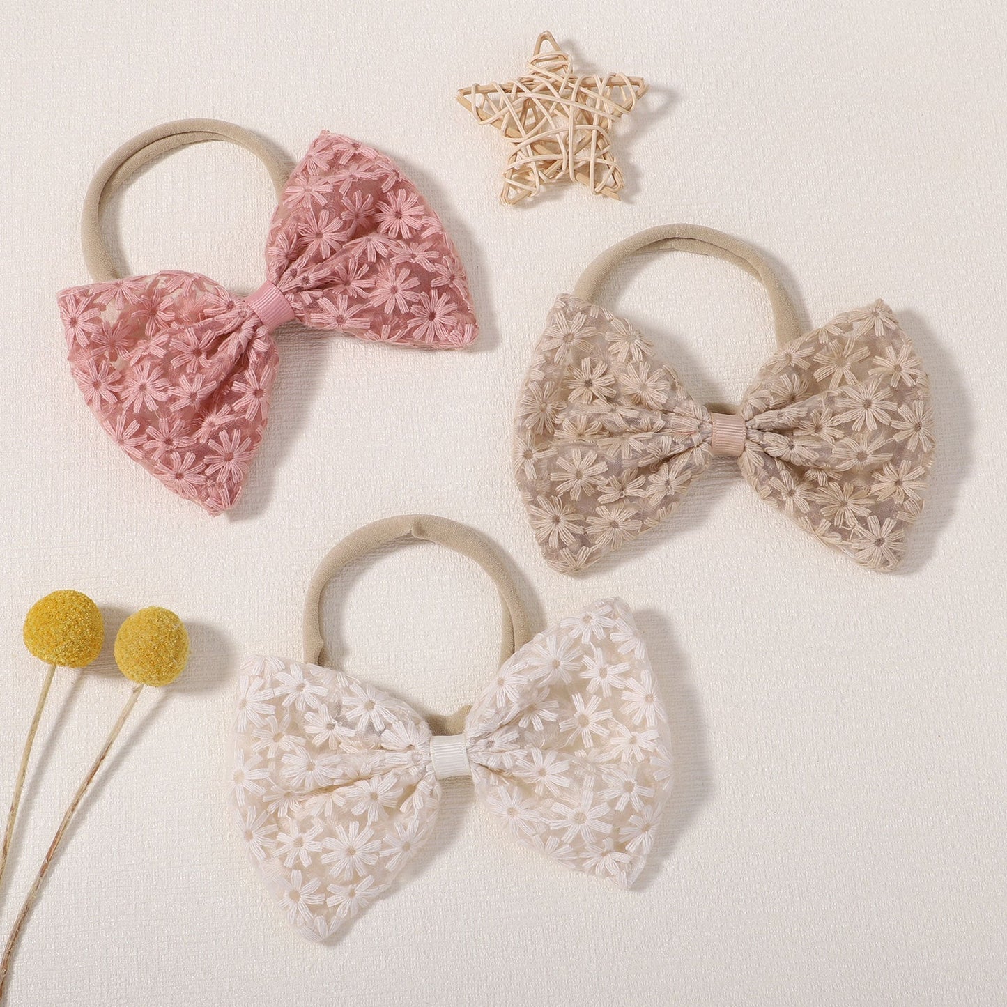 Bow Embroidered Baby Headband