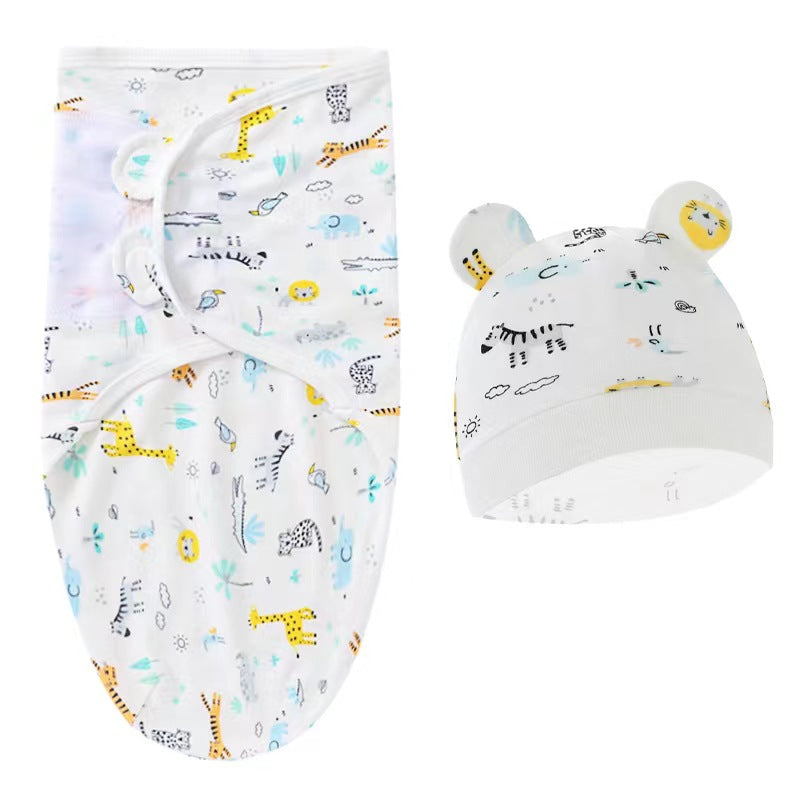 Giraffe Newborn Swaddle Sleeping Bag Fetal Cap 2 Piece Set