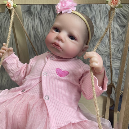 20 Inches Lifelike Open Eyes Reborn Dolls Girl in Pink Clothes-Loulou