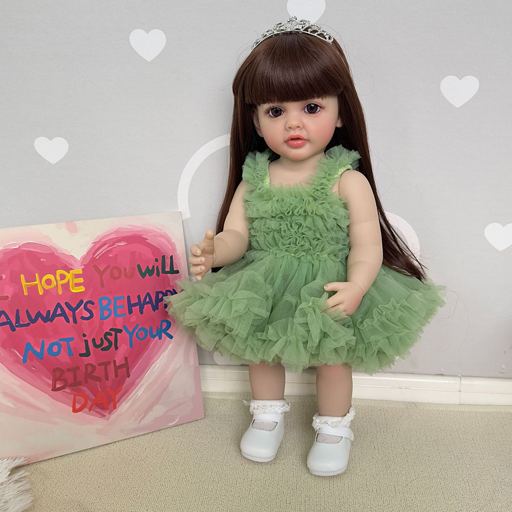 22 Inch Mamie Reborn Dolls Girls With Long Brown Hair