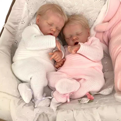 17 Inches Twin Reborn Dolls With Short Blonde Hair