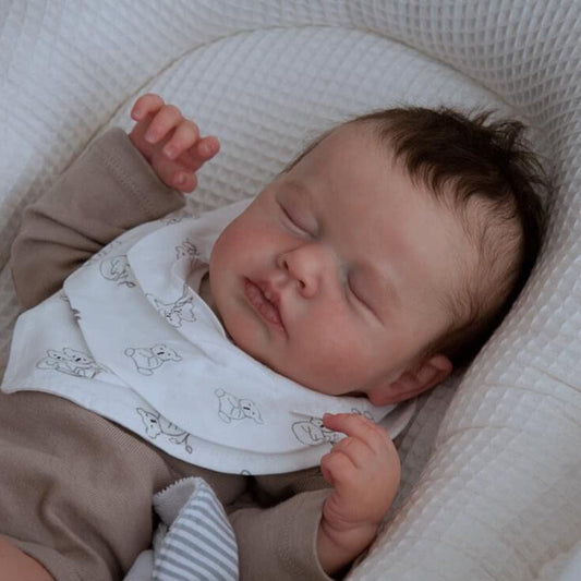 20 Inches Reborn Doll Boy With Closed Eyes And Brown Hair