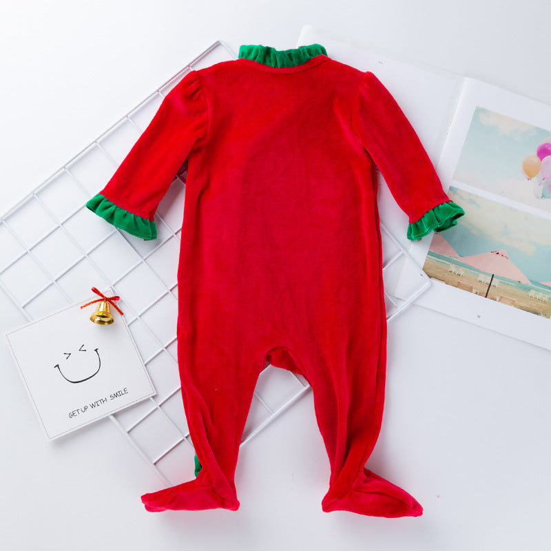 Long Sleeves Christmas Jumpsuit with Hat for 22-24 Inches Reborn Dolls