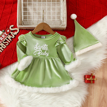 2-Piece Christmas Dress and Hat Set for 20-24 Inch Reborn Dolls