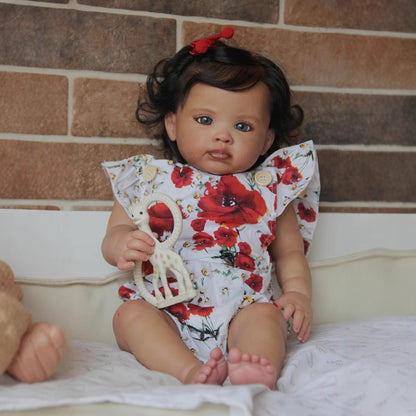 22 inches Open Eyes Short Hair Dark Skin Reborn Doll-Reuben