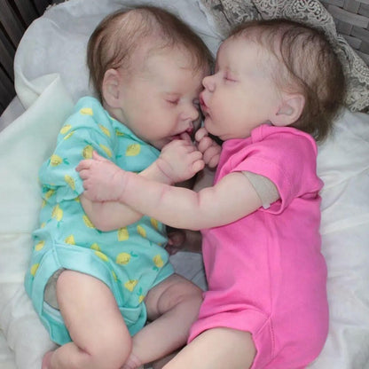 17 Inch Twin Girls Reborn Dolls With Short Hair