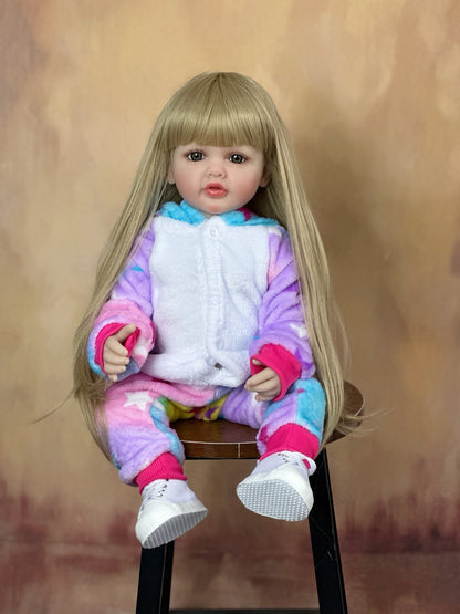 22 Inches Open Eyes Long Blonde Hair Reborn Doll Girls -Betty