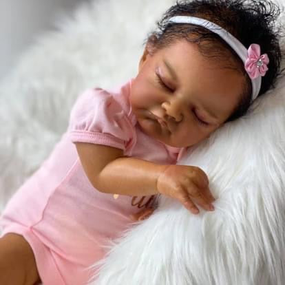 Andrea 19 Inches Lifelike Closed Eyes Dark Skin Reborn Doll-August