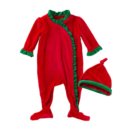 Long Sleeves Christmas Jumpsuit with Hat for 22-24 Inches Reborn Dolls