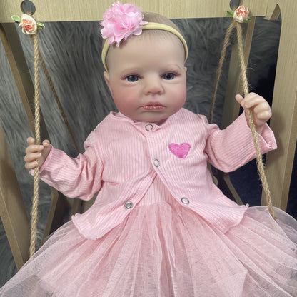 20 Inches Lifelike Open Eyes Reborn Dolls Girl in Pink Clothes-Loulou