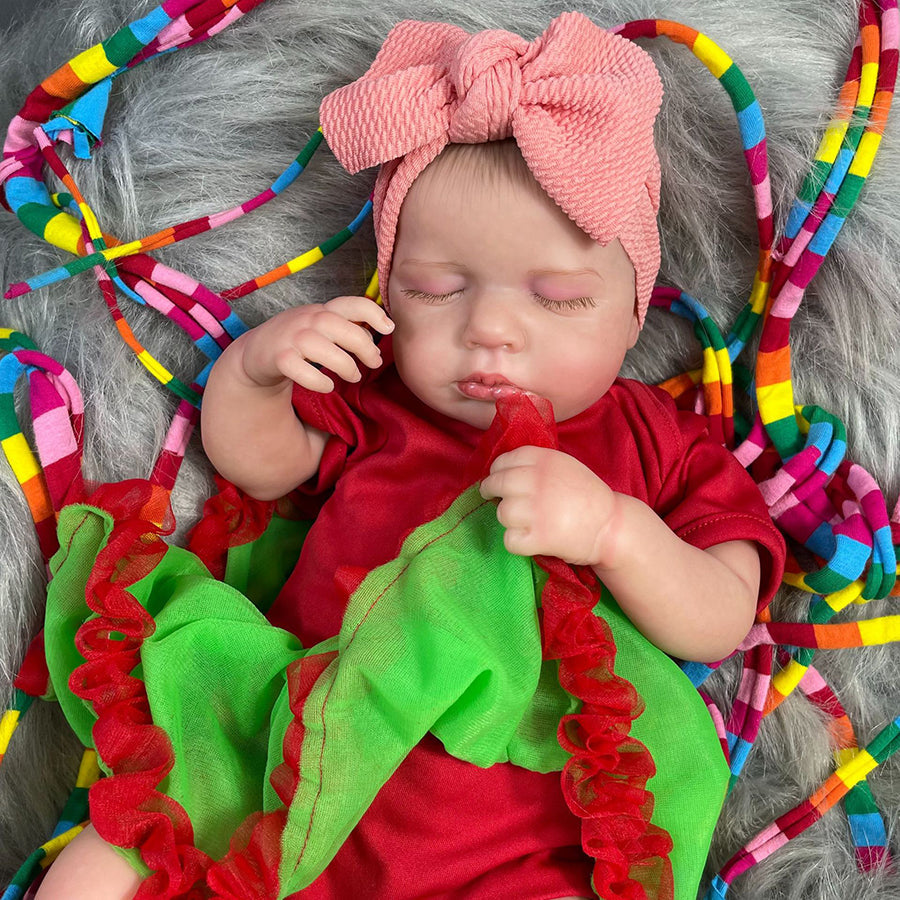 20 inch Sleeping Girl Reborn Dolls with Christmas Clothes - Loulou