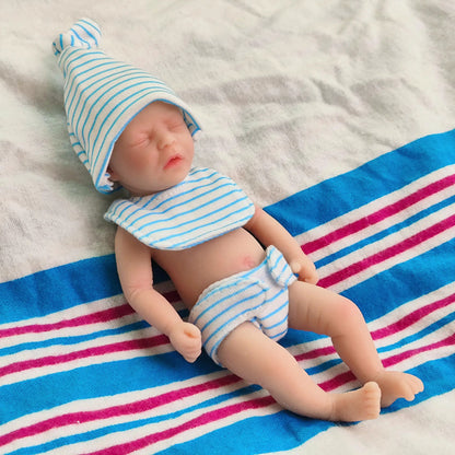 6 inches/15cm Closed Eyes Mini Full Silicone Reborn Doll Girl/Boy-Darren