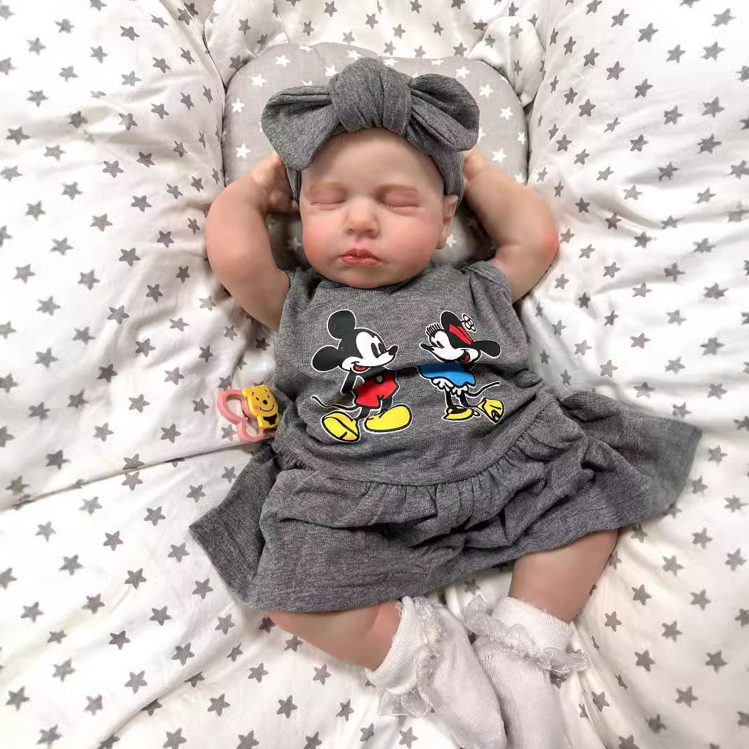 19 inches Closed Eyes Reborn Doll in Gray Clothes-Loulou