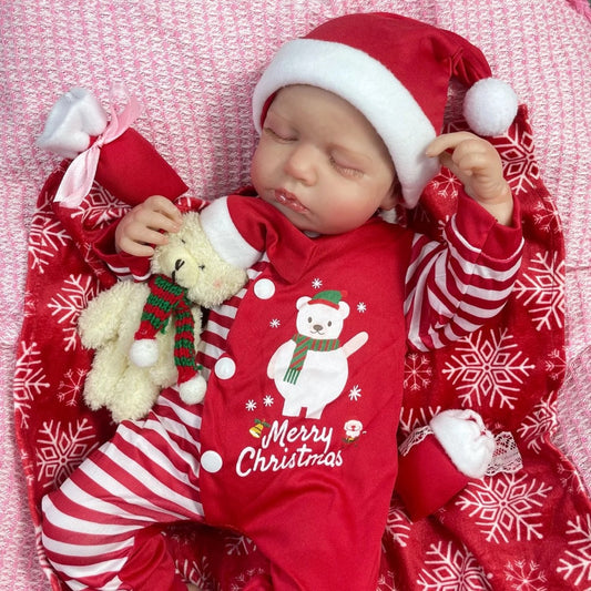 Shirley 20 inch Sleeping Reborn Dolls Girl with Christmas Clothes - Loulou