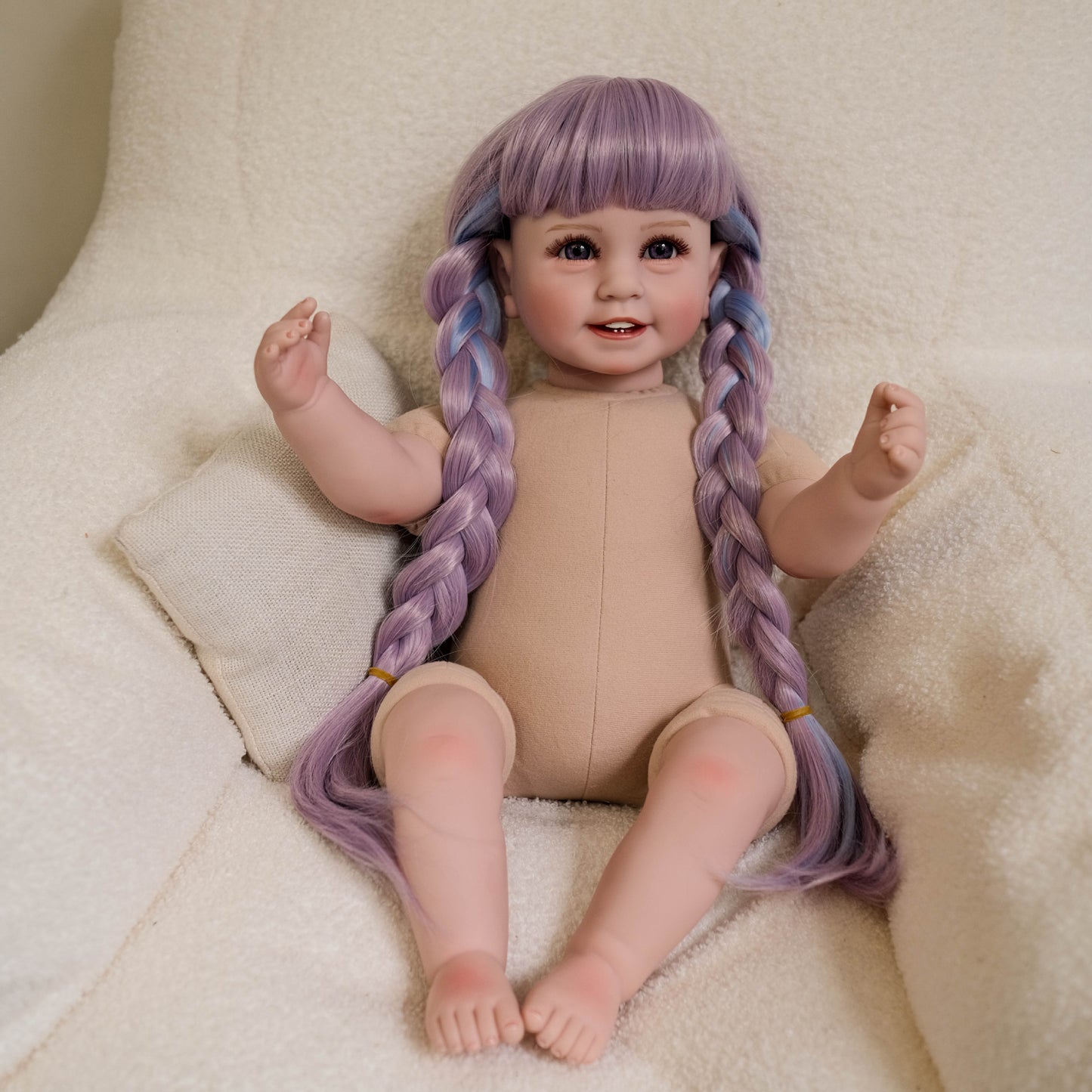 22 Inches Open Eyes Long Colorful Braid Reborn Doll Girl