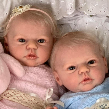 19 Inches Twin Reborn Dolls With Open Eyes And Short Blonde Hair