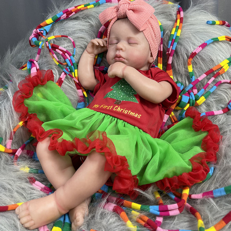 20 inch Sleeping Girl Reborn Dolls with Christmas Clothes - Loulou