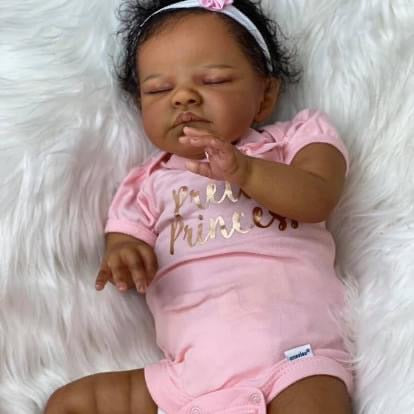 Andrea 19 Inches Lifelike Closed Eyes Dark Skin Reborn Doll-August