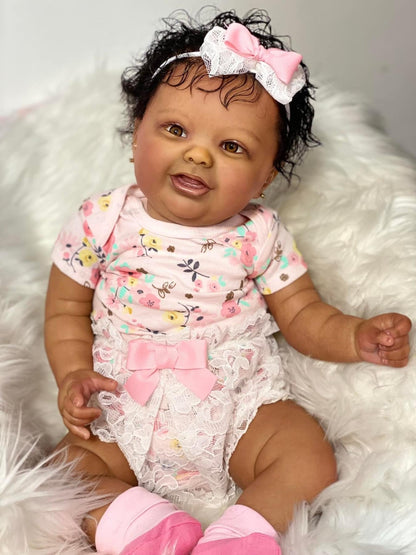 Bonnie 24 inch/60 cm Reborn Doll with Open Eyes and Dark Skin - Kodi