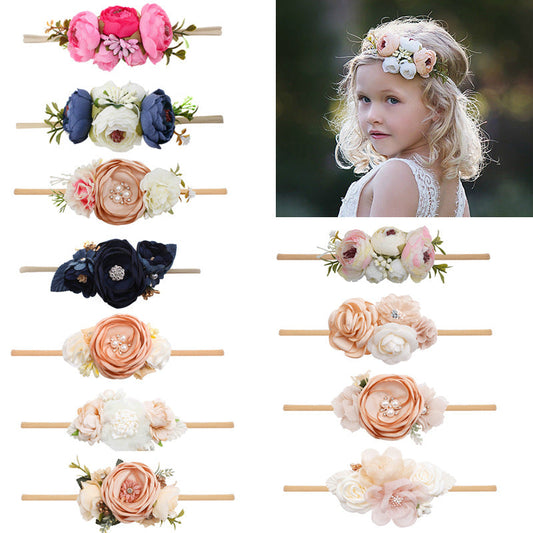 Pastoral Elastic Nylon Flower Baby Headband