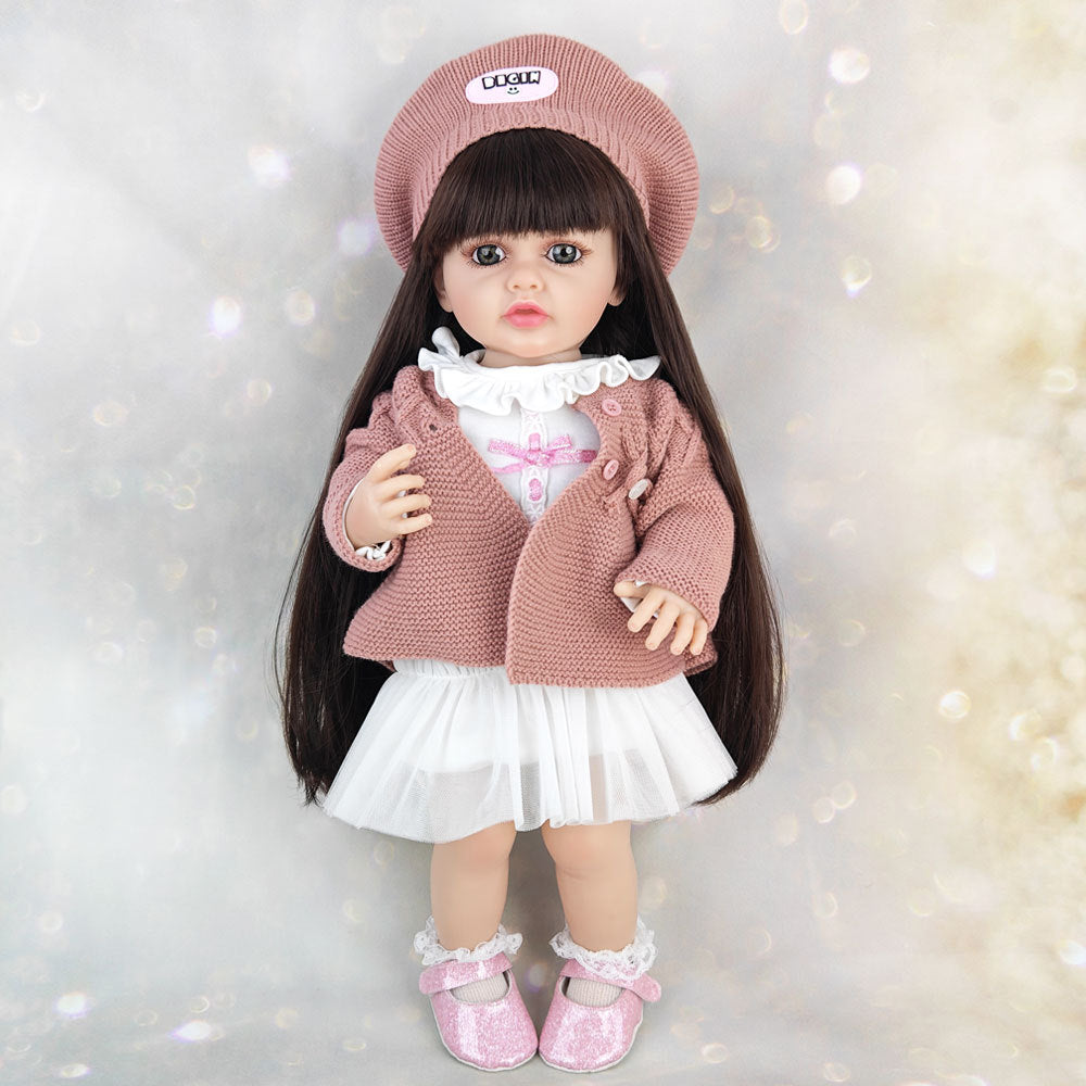 22 Inches Open Eyes Long Hair Reborn Baby Girls With Sweater -Betty