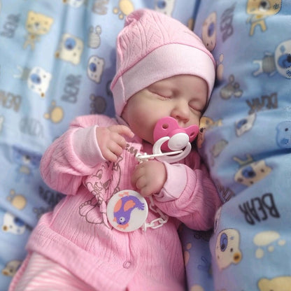 20 Inches Closed Eyes Reborn Doll in Pink Clothes-Loulou