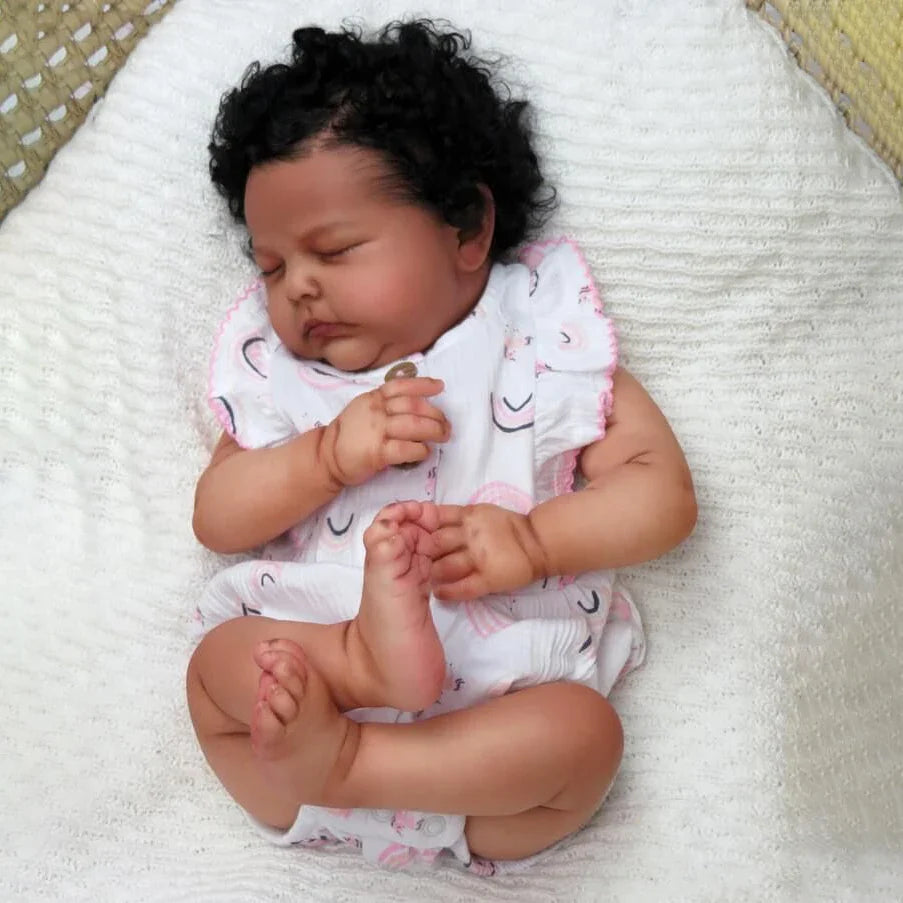 Real 20 Inches African American Reborn Dolls with Closed Eyes - Tessa