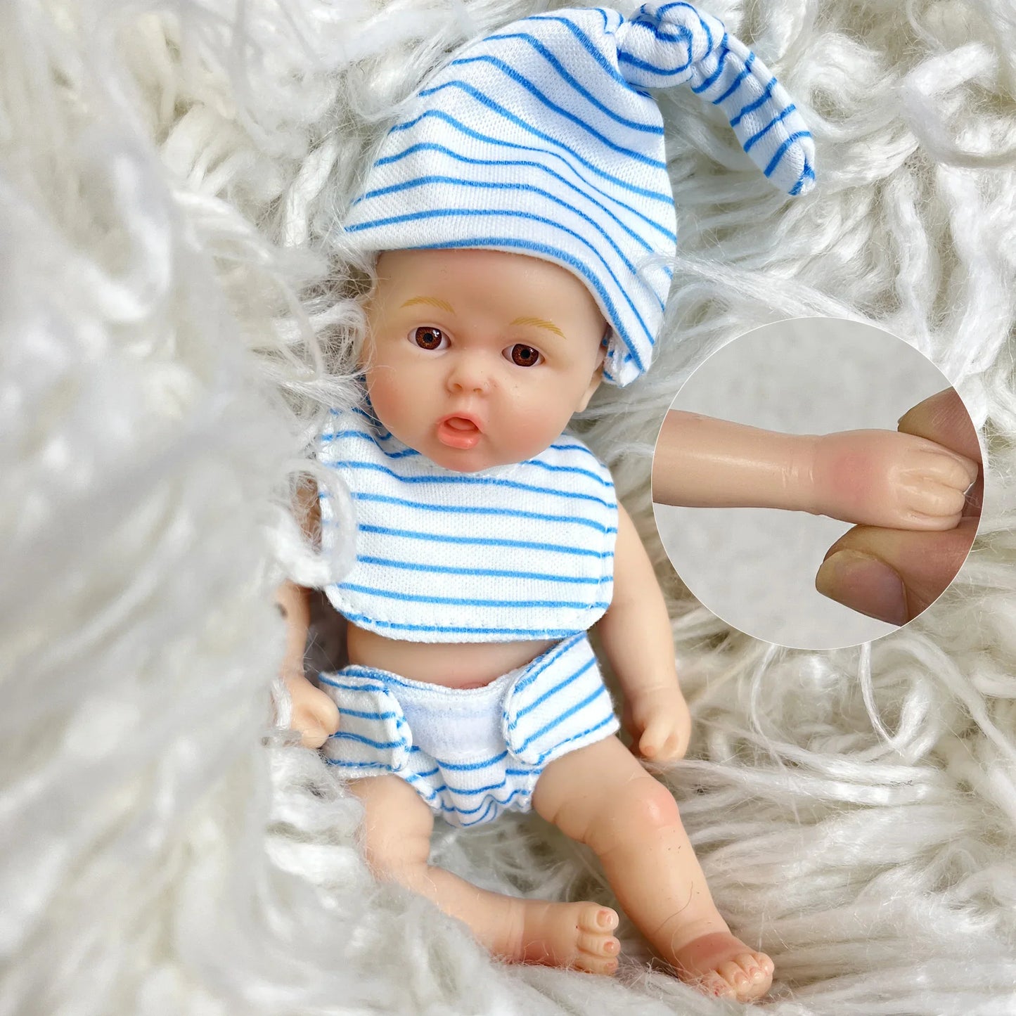 6 inches Open Eyes Full Silicone Mini Reborn Doll Twins