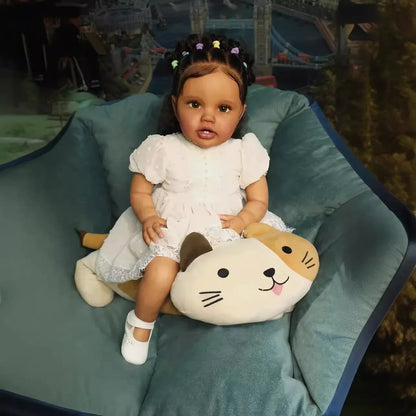 Cora 24 Inches 60cm Open Eyes Dark Skin Reborn Doll-Lottie