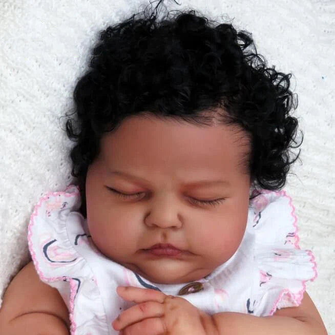 Real 20 Inches African American Reborn Dolls with Closed Eyes - Tessa