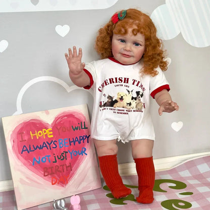 Elma 24 Inches 60cm Open Eyes Curly Hair Cuddly Reborn Doll-Zoe