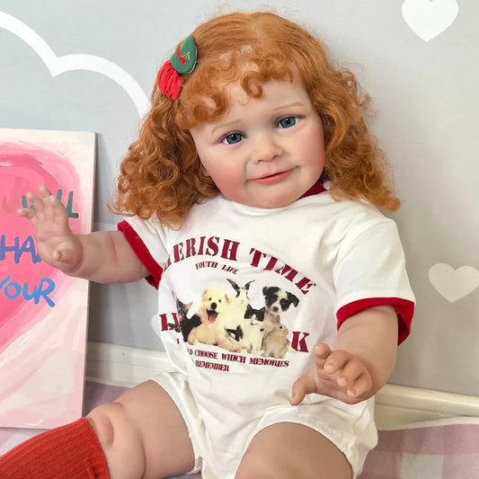 Elma 24 Inches 60cm Open Eyes Curly Hair Cuddly Reborn Doll-Zoe