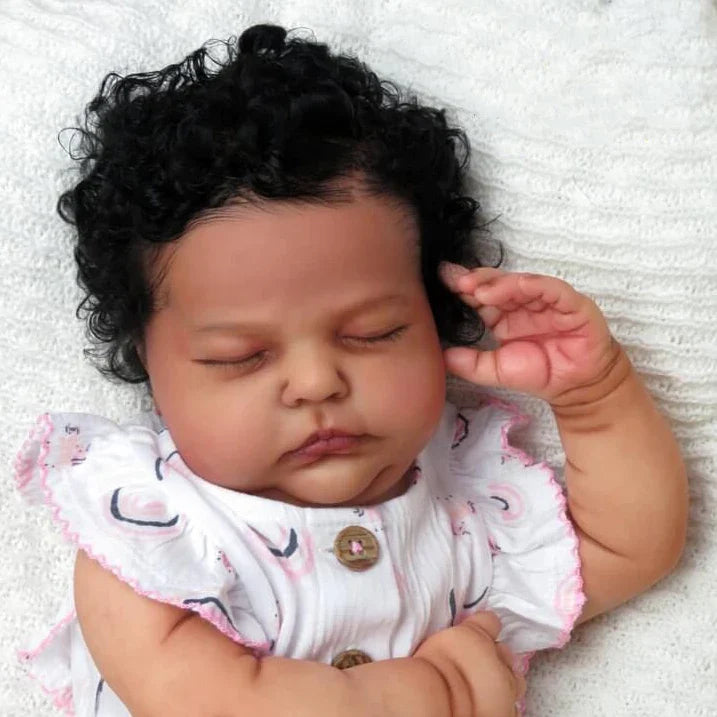 Real 20 Inches African American Reborn Dolls with Closed Eyes - Tessa