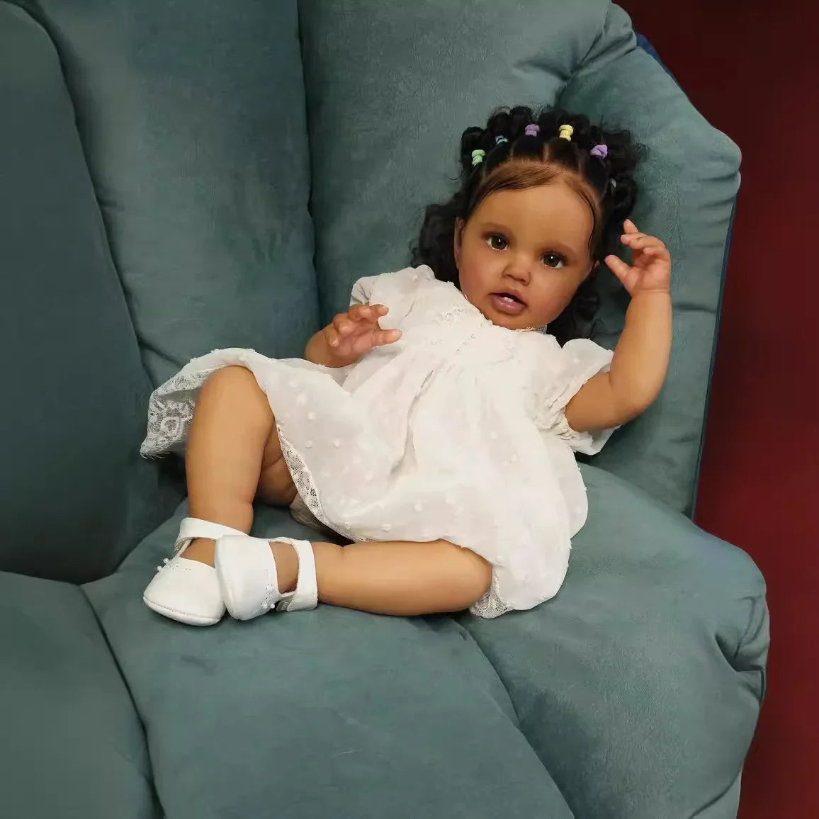 Cora 24 Inches 60cm Open Eyes Dark Skin Reborn Doll-Lottie