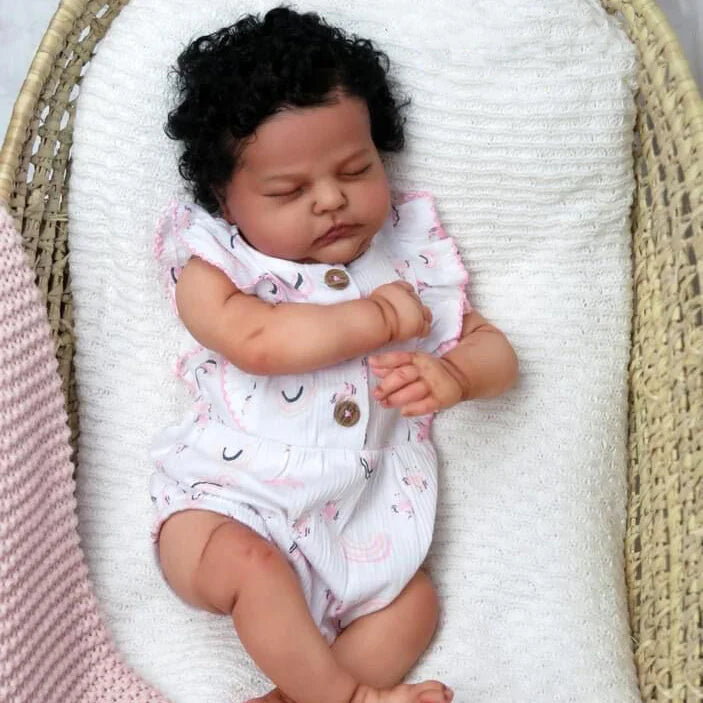 Real 20 Inches African American Reborn Dolls with Closed Eyes - Tessa