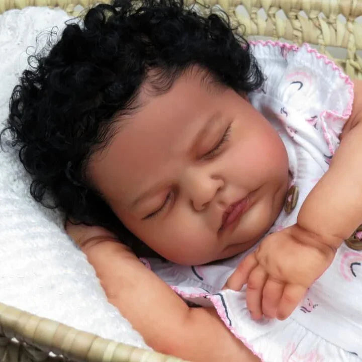 Real 20 Inches African American Reborn Dolls with Closed Eyes - Tessa