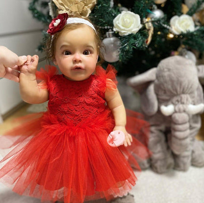 22 Inches Open Eyes Reborn Dolls Girls with Christmas Clothes-Suesue