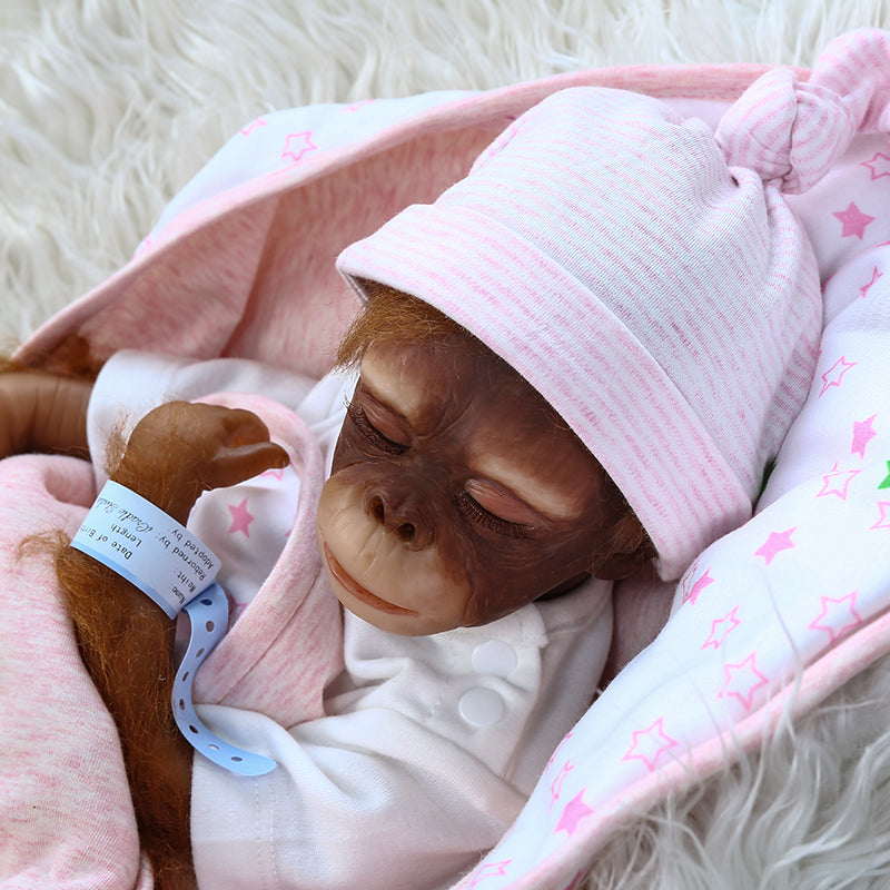 19 Inch 48CM Newborn Baby Monkey Doll Orangutans Lifelike Realistic Reborn Doll