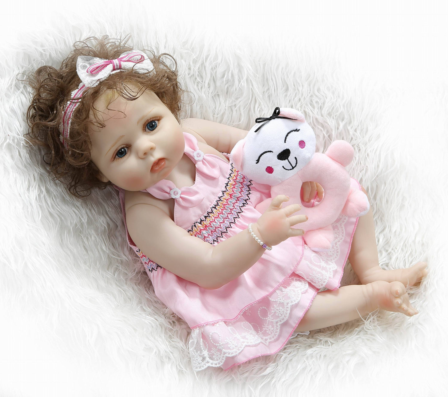 56cm Full Silicone Open Eyes Reborn Dolls Girls