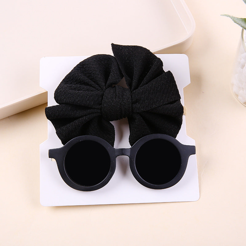 Bow Nylon Headband Sunglasses Two-Piece Set