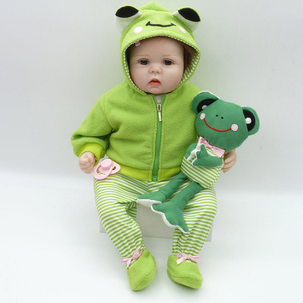 22 inch 55cm Reborn Girl Dolls with Frog Gift