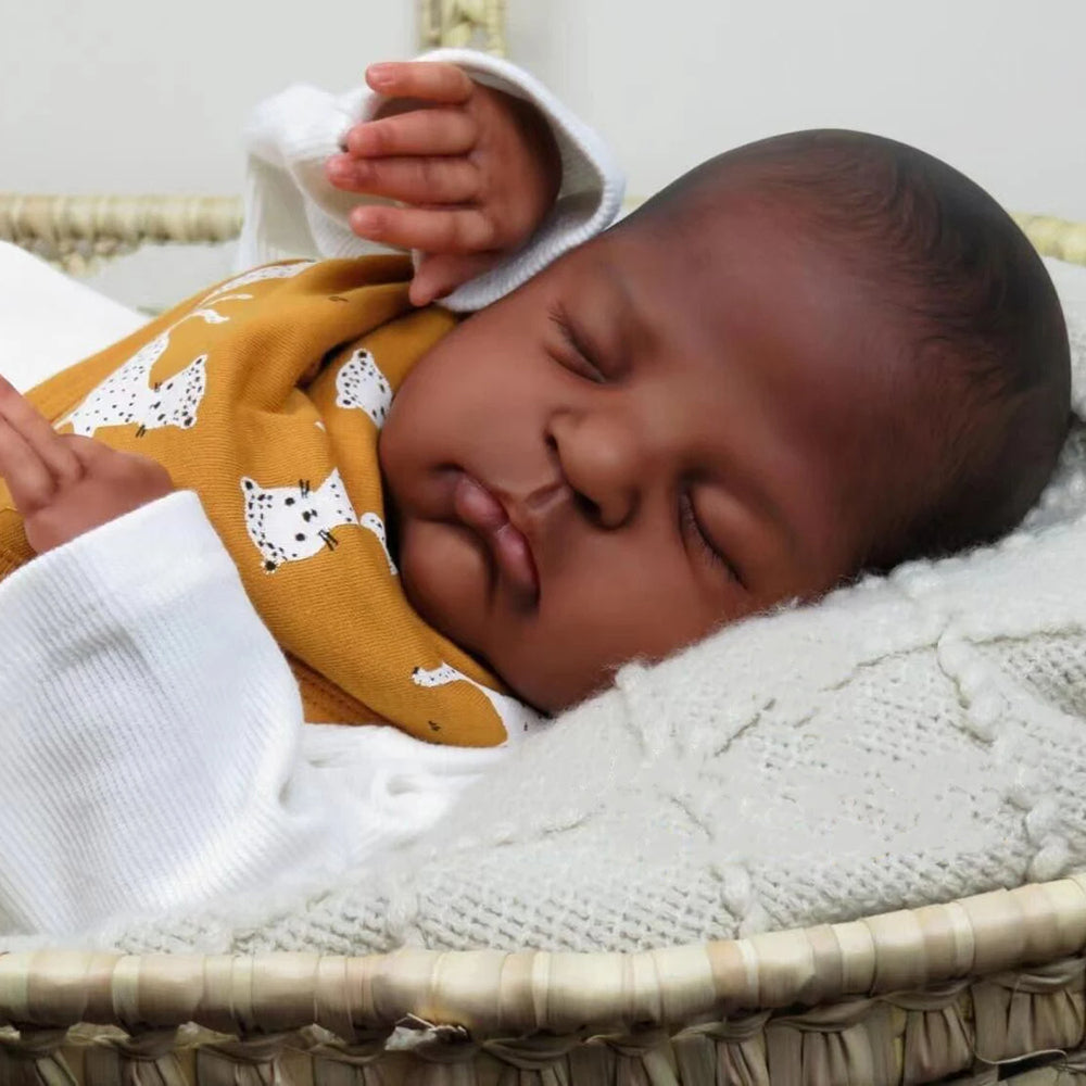 Duke 20 inch African American Reborn Dolls with Closed Eyes-Remi