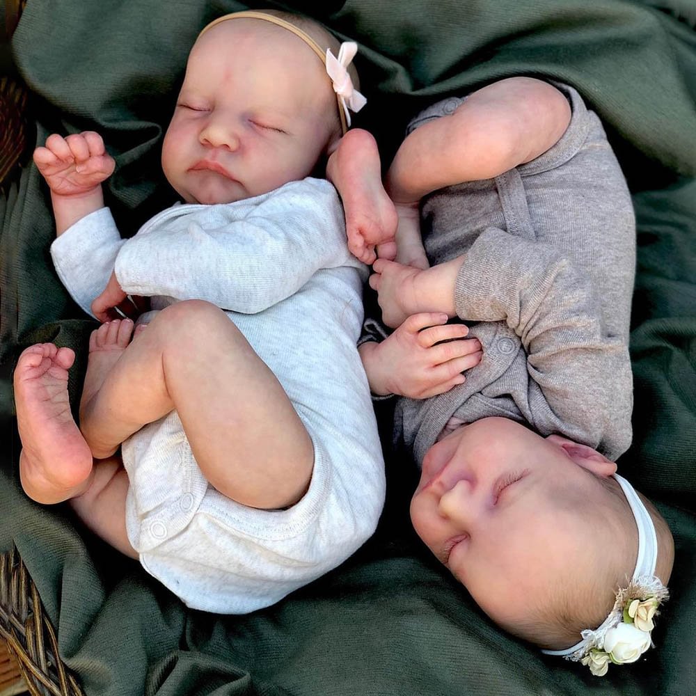 18 Inches Closed Eyes Reborn Dolls Twin Sisters-Levi