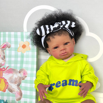 20 Inches Open Eyes Curly Hair African American Reborn Doll-Lanny