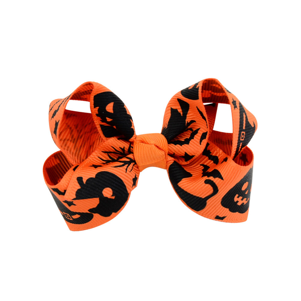 Halloween cartoon print bow barrettes