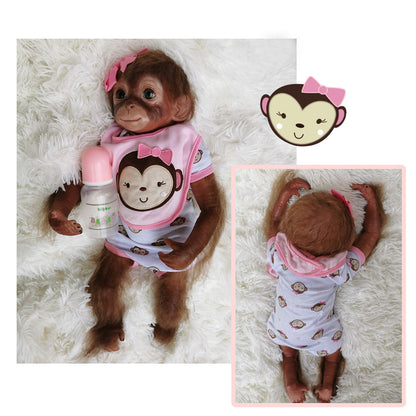 20 Inch Pink Flower Hairpin Reborn Monkey Baby Doll