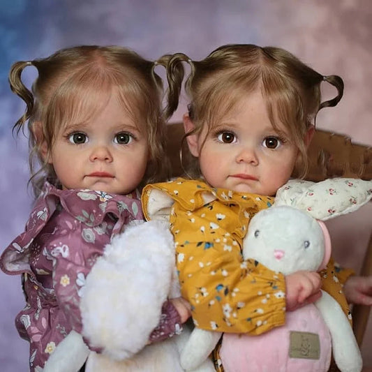 23 Inches Lifelike Fanny and Cherry Open Eyes Reborn Doll Twin Girls-Maggie Series