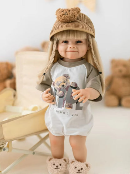 22 Inches Smile Reborn Doll Girl With Long Blonde Hair - Raya